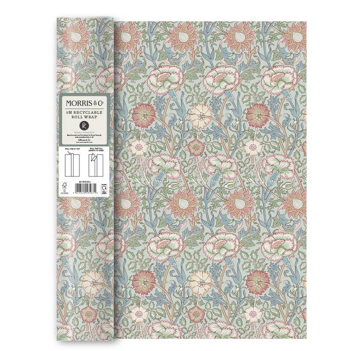 William Morris Inpakpapier 3m Cadeau Roze Roos Onverpakt voor wholesale door Penny Kennedy Ltd
