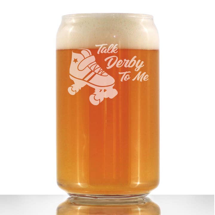Talk Derby Beer Can Pint Glass - Roller Derby Gifts and other Purchase Wholesale roller derby. Free Returns & Net 60 Terms on Faire trending on Faire.
