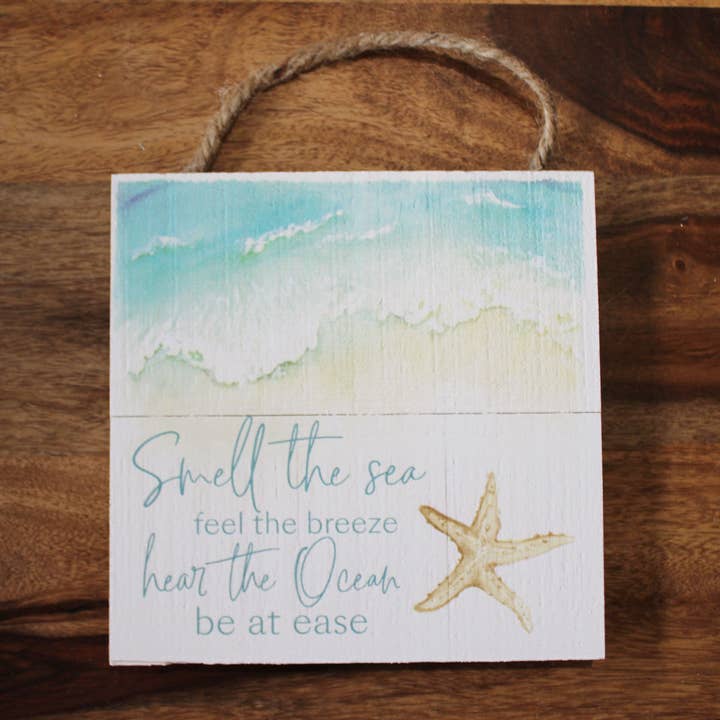 Smell the Sea Square Rope Sign for wholesale by California Seashell Company