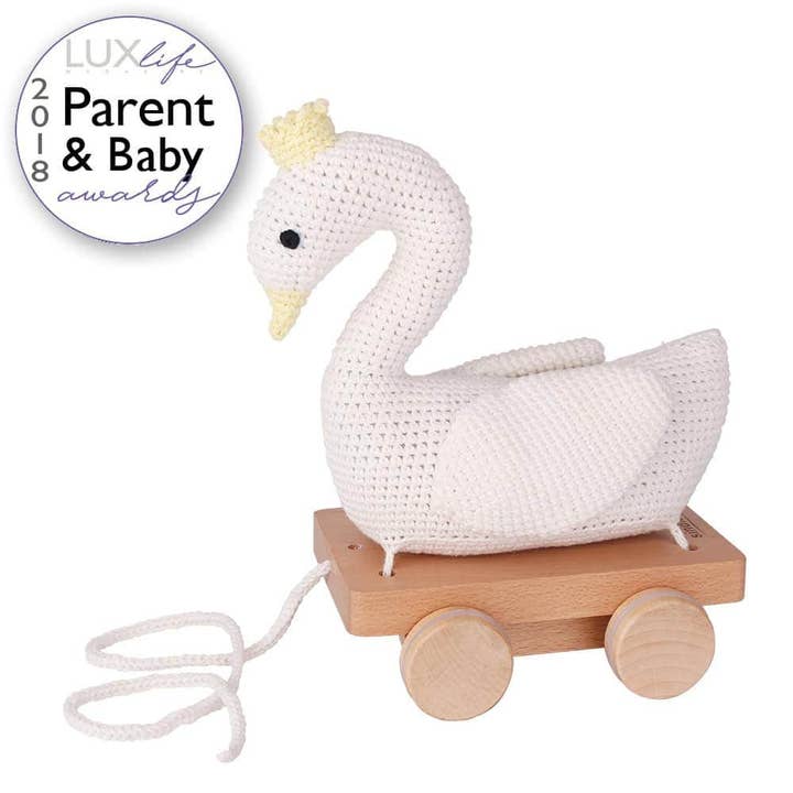 BIANCA crocheted drawstring animal (organic) with crown for wholesale by SindiBaba