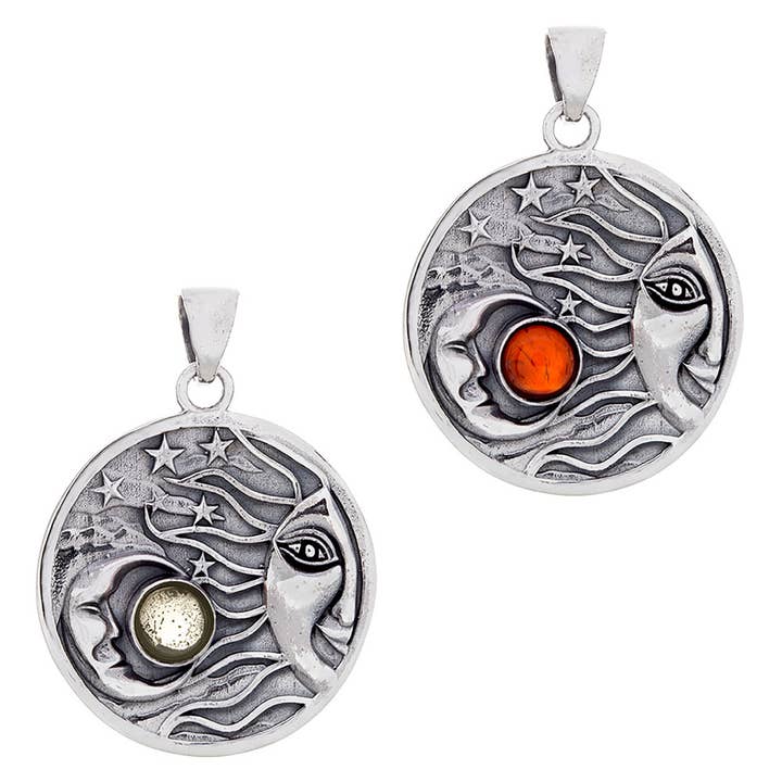 Solid Large 1 Stone Celestial Pendant w/ Asst'd Stone for wholesale by Kheops BLJ Jewelry