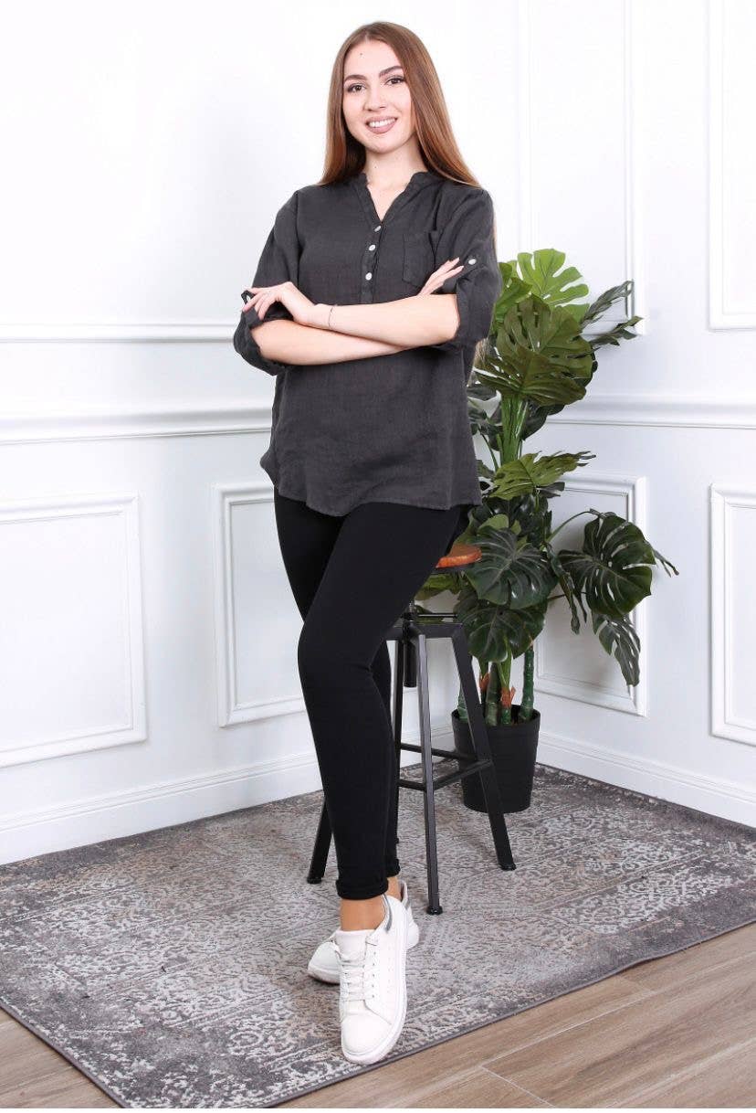 LÉA & LUC - Wholesale Button Down Shirt - Women's - 100% Linen Blouse REF. 636780