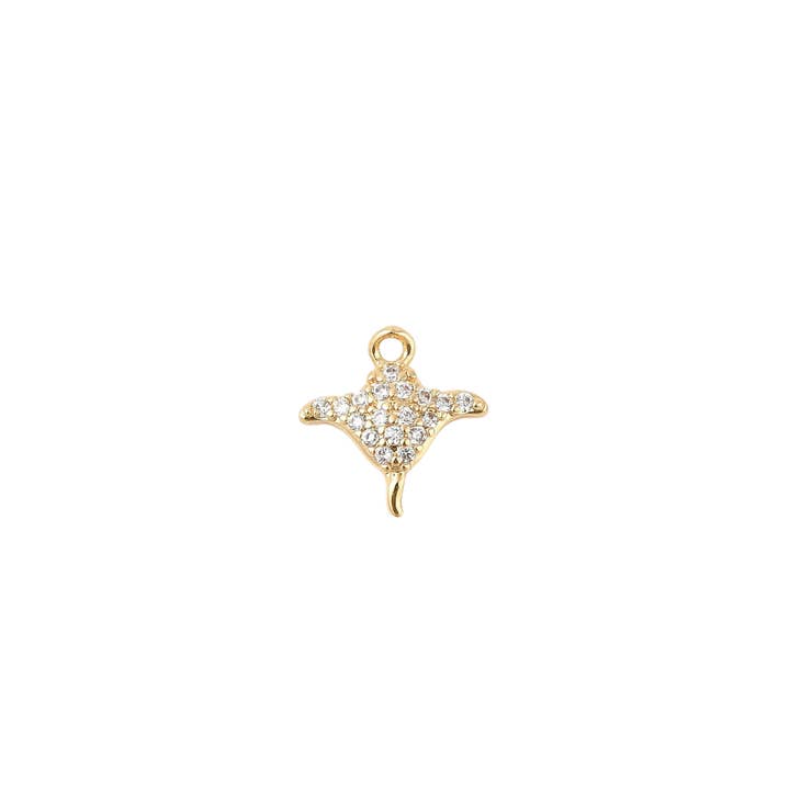 The Charm Bar Company - Wholesale Individual Charm/Pendant - Gold Embellished Stingray Charm