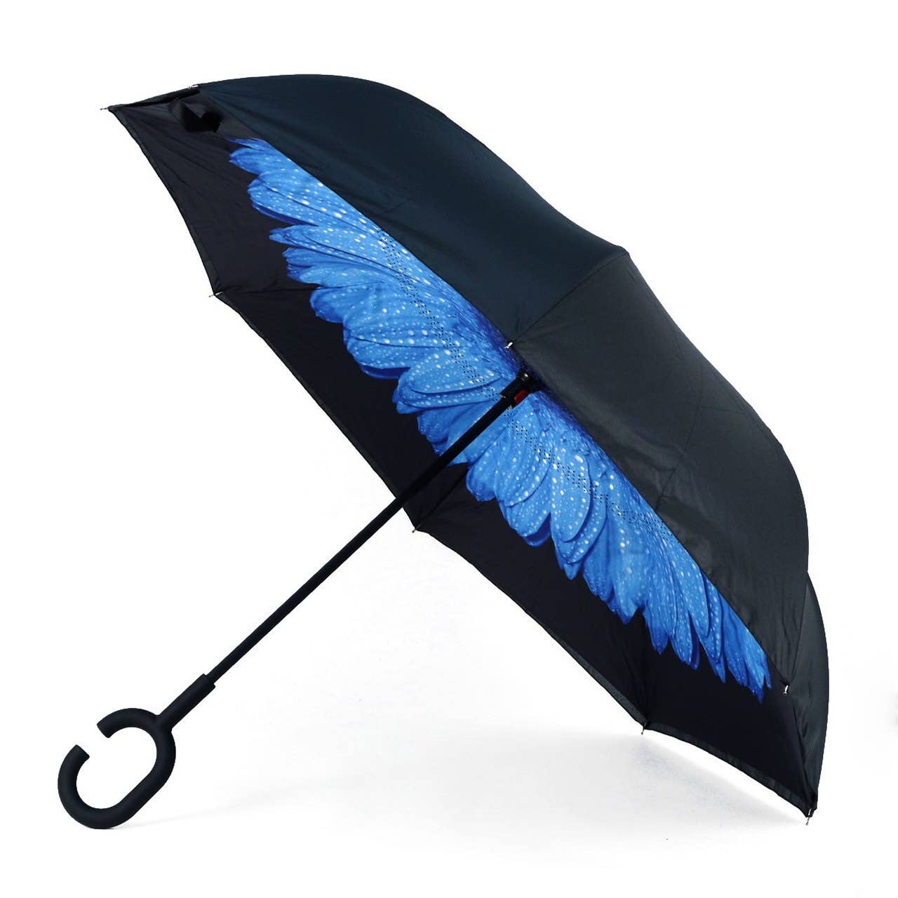 Selini New York - Wholesale Umbrella - Unisex - Deep Blue Flower Double Layer Inverted Umbrella3