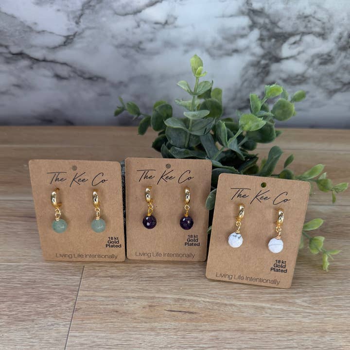 Grace Gemstone Earrings | 18kt Gold | 10 Pack Starter for wholesale by The Kee Co