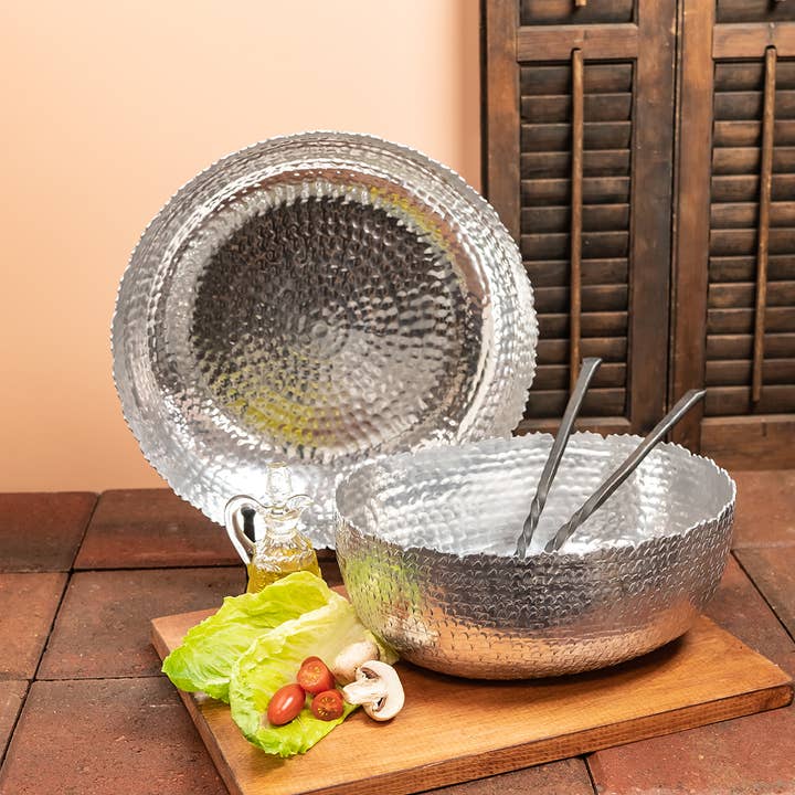 India Handicrafts Inc - Wholesale Decorative plate/dish/bowl - Oval Hammered Bowl2