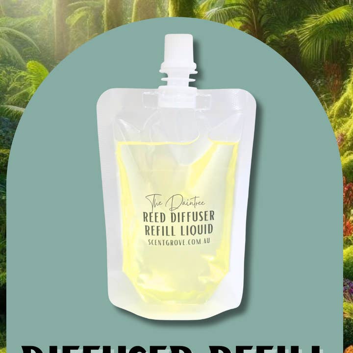 The Daintree Scented Diffuser Liquid Refill 100ml Clear Pouch for wholesale by Scent Grove