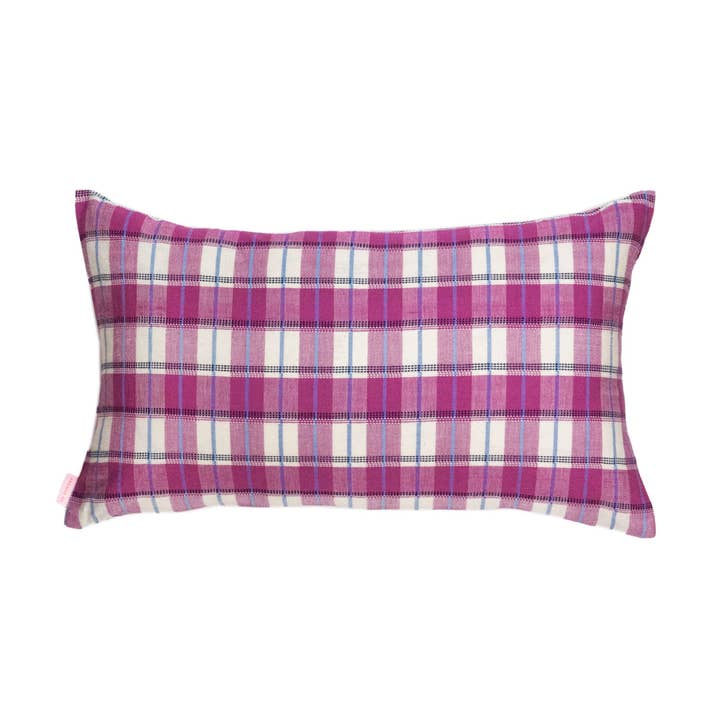 Archive NY San Andres Gingham Pink Lumbar Pillow for wholesale by Archive NY
