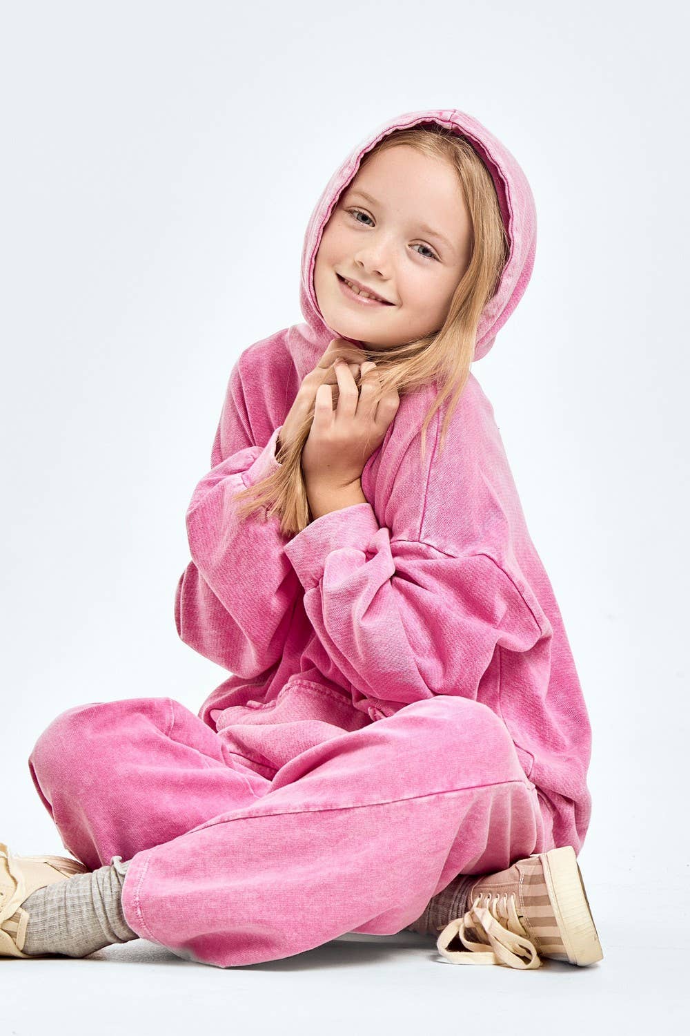 Good Girl – Großhandel Hoodie – Kinder – Übergroßer Hoodie mit Mineralwaschung7