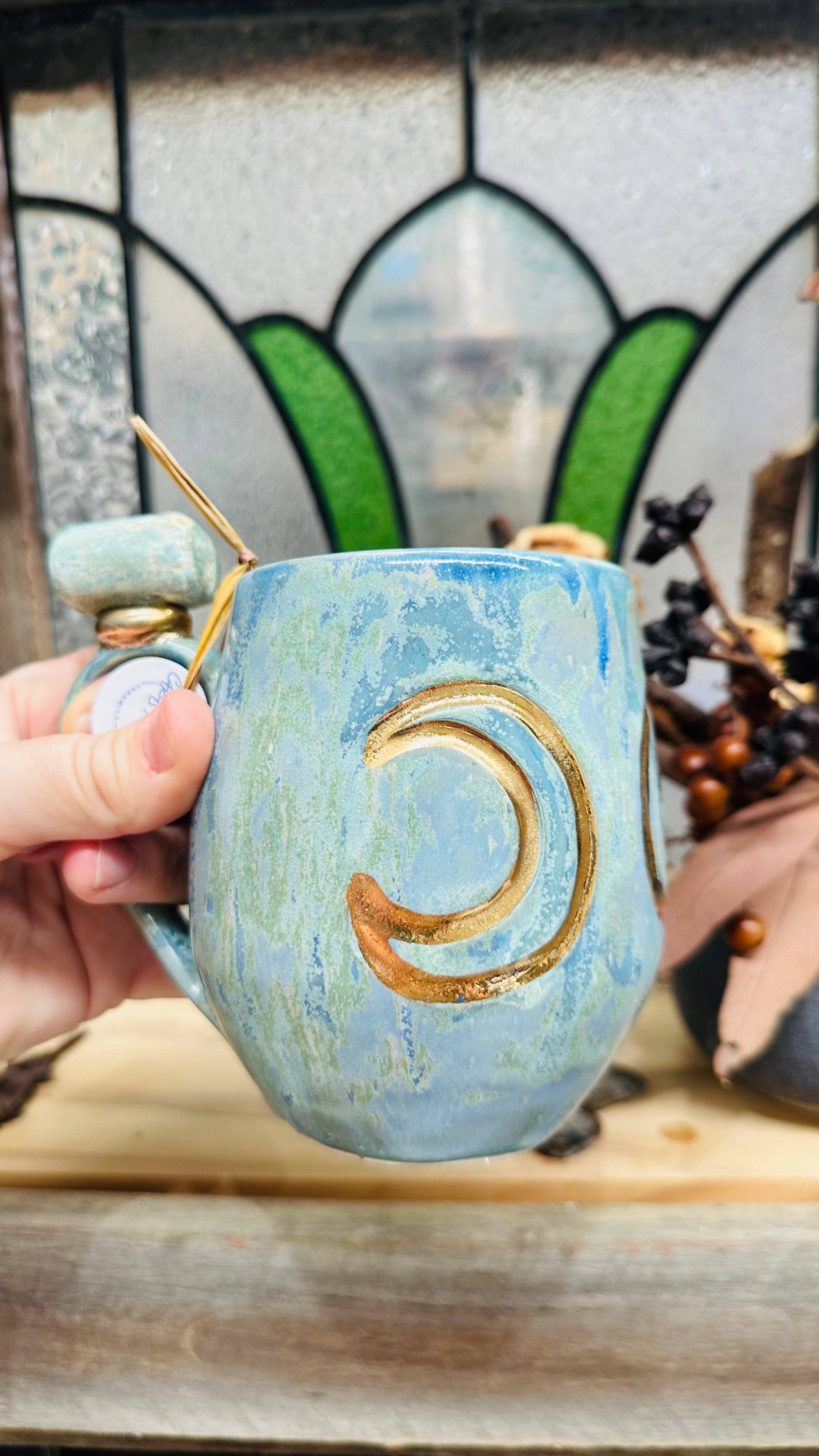 Carys Martin Ceramics - Wholesale  - Ruby in Zoisite Triple Goddess Crystal Mug4