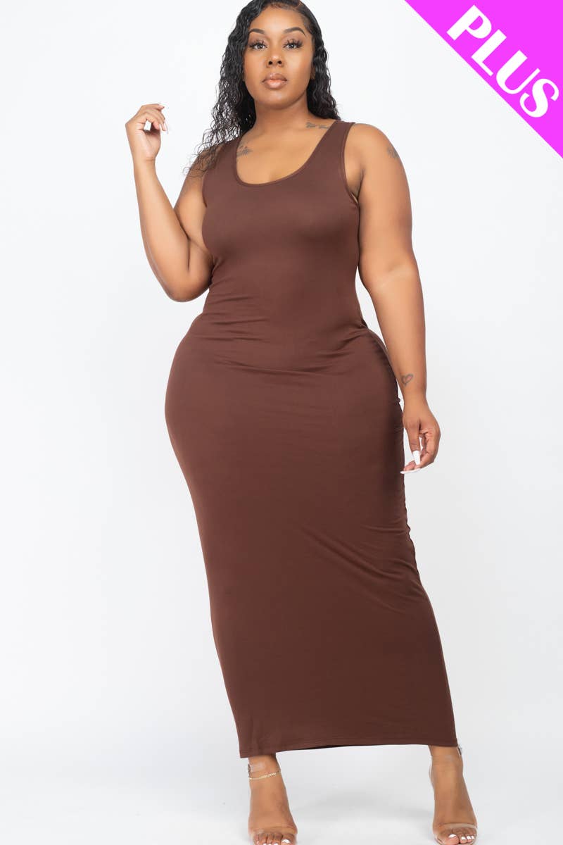 CAPELLA APPAREL - Vente Robe – femme - Robe maxi basique sans manches grande taille2