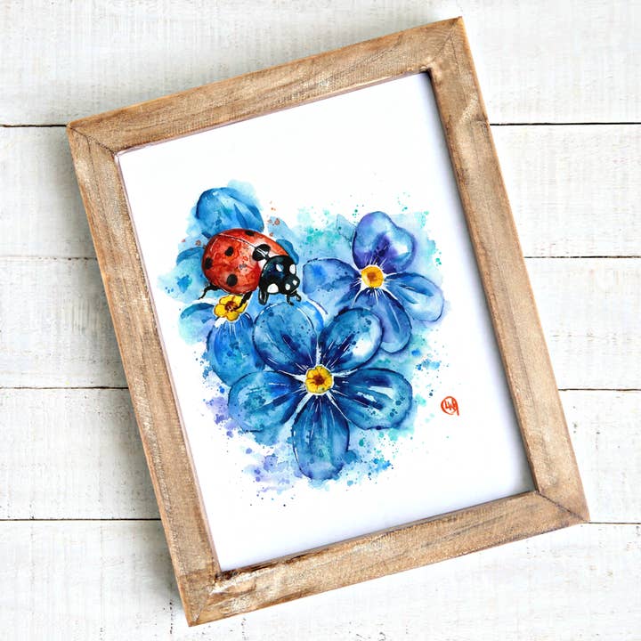 Whitehouse Art - Wholesale Art Print - Ladybug Art Print, Garden Decor, Gift Shop, Flower Painting4