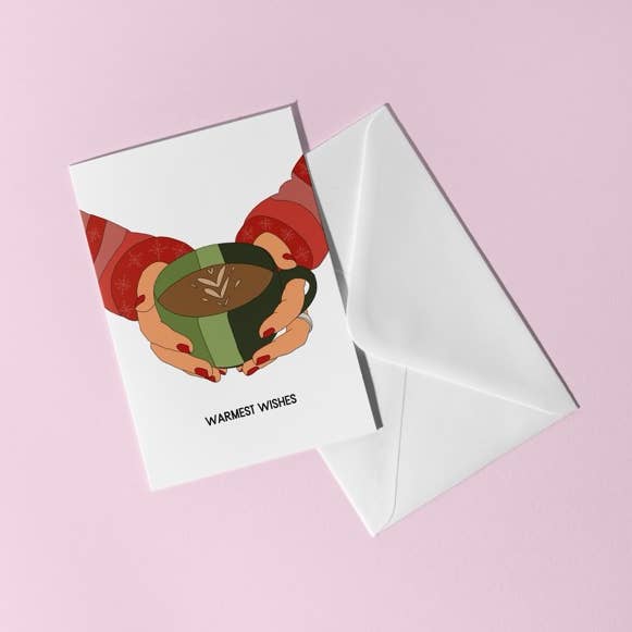 Warmest Wishes Holiday Christmas Greeting Card for wholesale by Studio CJOY