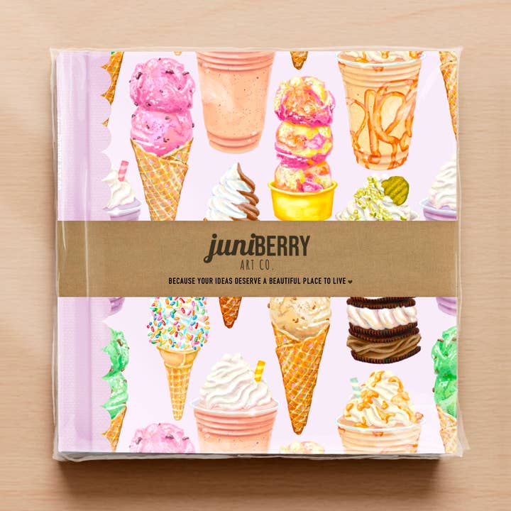 Purple Ice Cream Lovers - sweet treats notebook journal for wholesale by Juniberry Art Co