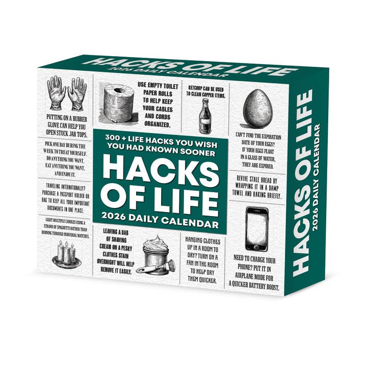 Calendario da Tavolo 2026 Hacks of Life - Umorismo Quotidiano per la vendita all'ingrosso da parte di Willow Creek Press & Gifts