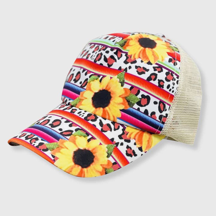 Serape Sunflower Cheetah Cap for wholesale by ILTEX Apparel