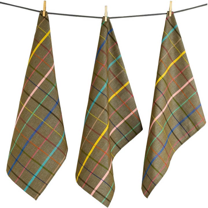 Multicolored Khaki Elisabeth Cottage Tea Towel for wholesale on Faire