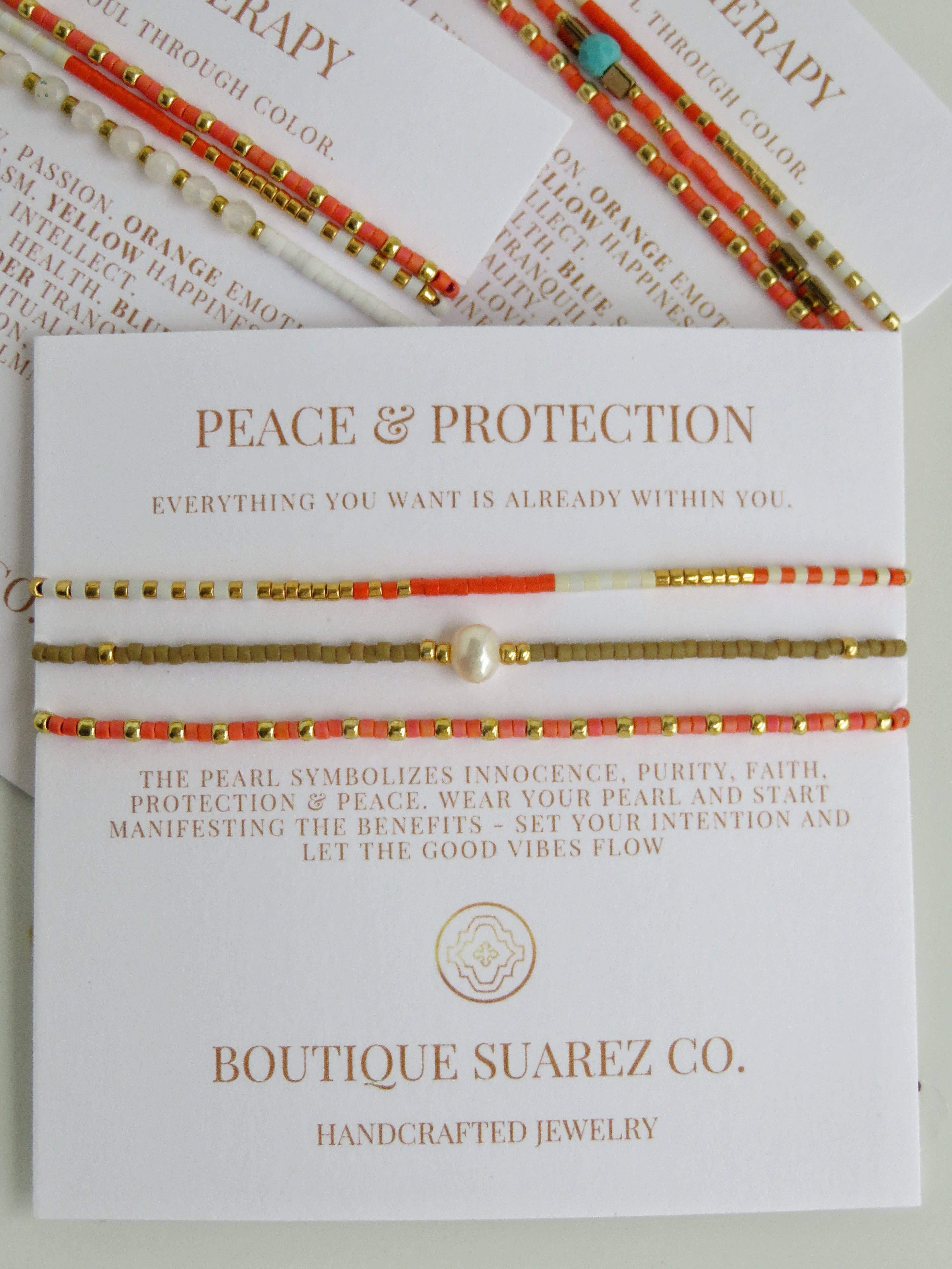 Boutique Suarez Co. - Wholesale Jewelry Set - Peace & Protection - Pearl Bracelet Stacks13