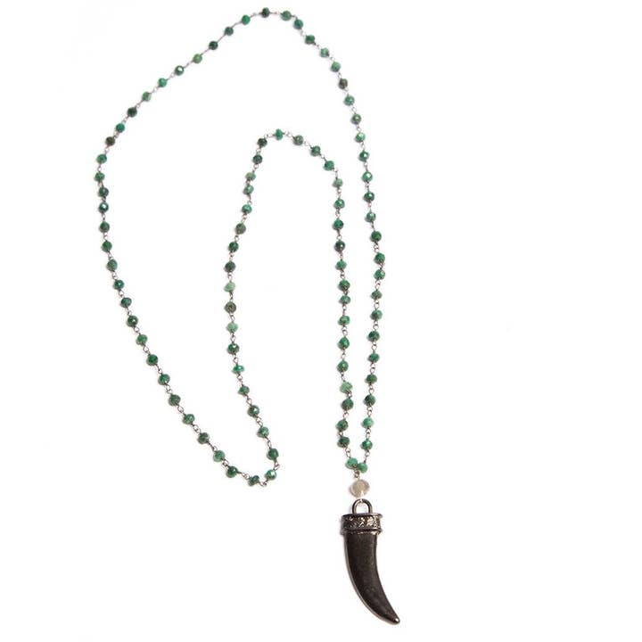 Rosary Horn Necklace for wholesale by Tailfeather Designs
