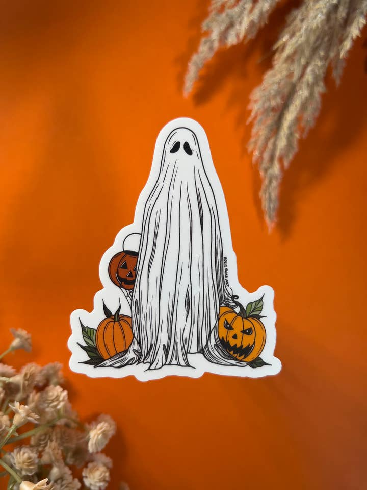 Ghost Pumpkin Sticker for wholesale by Holli Rose Art