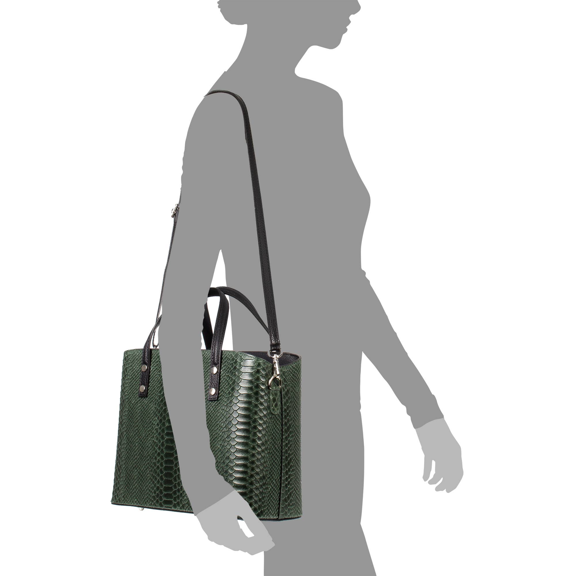 FIRENZE ARTEGIANI – Sacola - Mulher por atacado – Vittoria Sacola Couro Genuíno Camurça Serpente Impressão7