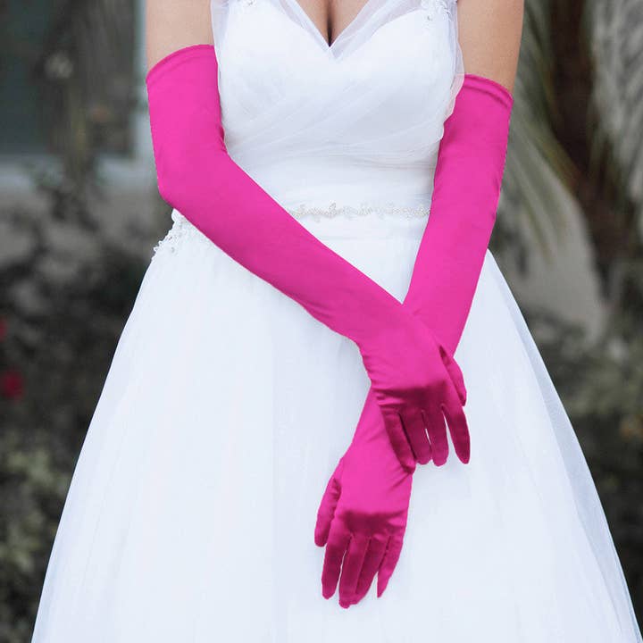Dressy Satin Long Wedding Gloves for wholesale by Madeline Love