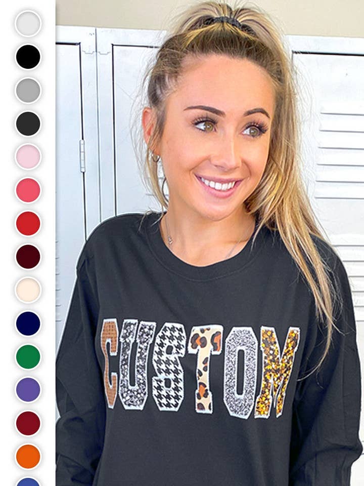 Custom Stitch Pattern Graphic Long Sleeve T-Shirt for wholesale by Sugar Stitch