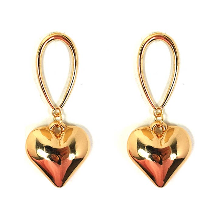 METAL TEARDROP HEART DANGLE EARRING, MER 5266 for wholesale by JOIA ACCESSORIES