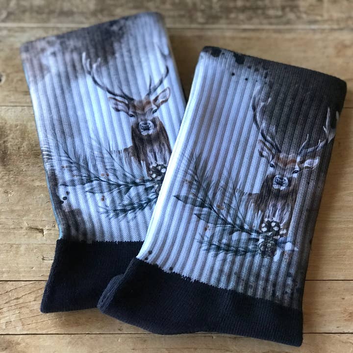 Woodland Deer Crew Socks for wholesale by Simply Me • Gentlemen Est. 2017 LLC