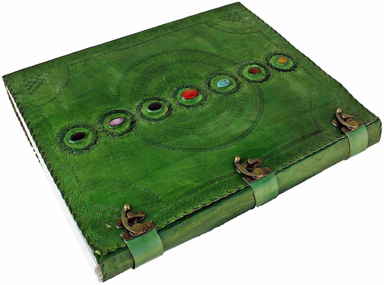 Tuzech Leather - Wholesale Journal/Diary - Seven Chakra Leather Journal – Handmade Embossed Diary 13"8