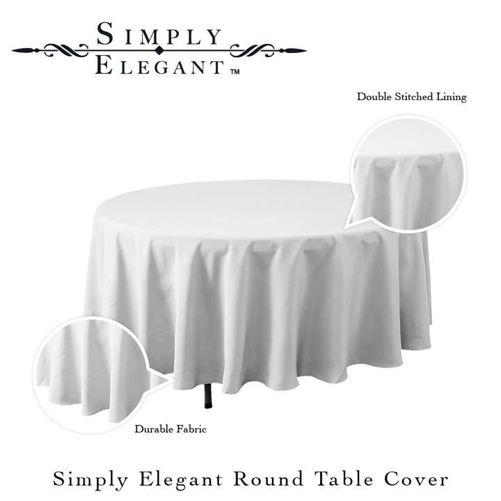 Portofino International Trading, USA - Wholesale Tablecloth - Round Polyester Table Cover - 120 Inch - White