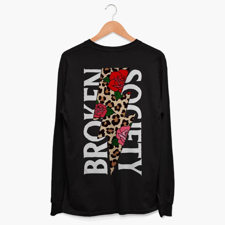 Roses And Animal Print Long Sleeve T-Shirt (Unisex) for wholesale by Broken Society