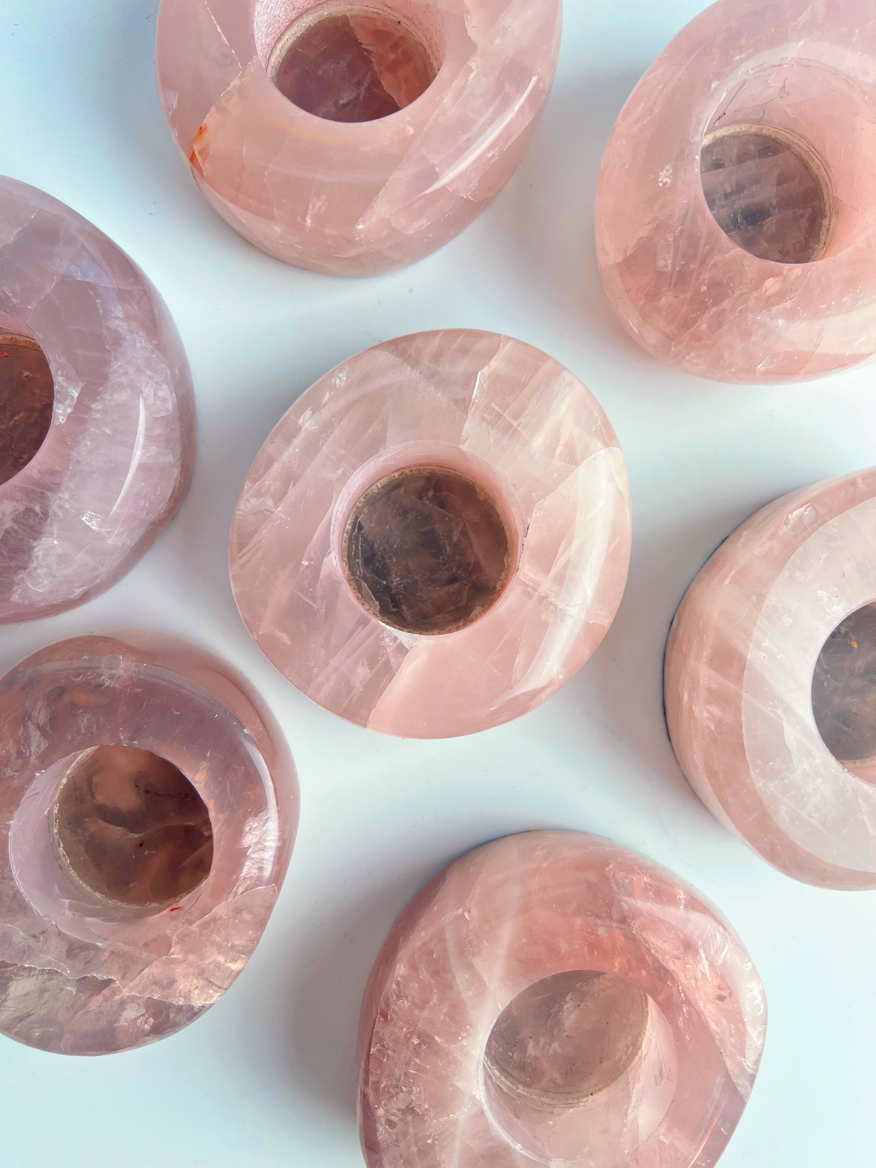 Terra Dawn Minerals - Wholesale Candle Holder - Rose Quartz Candle Holders3