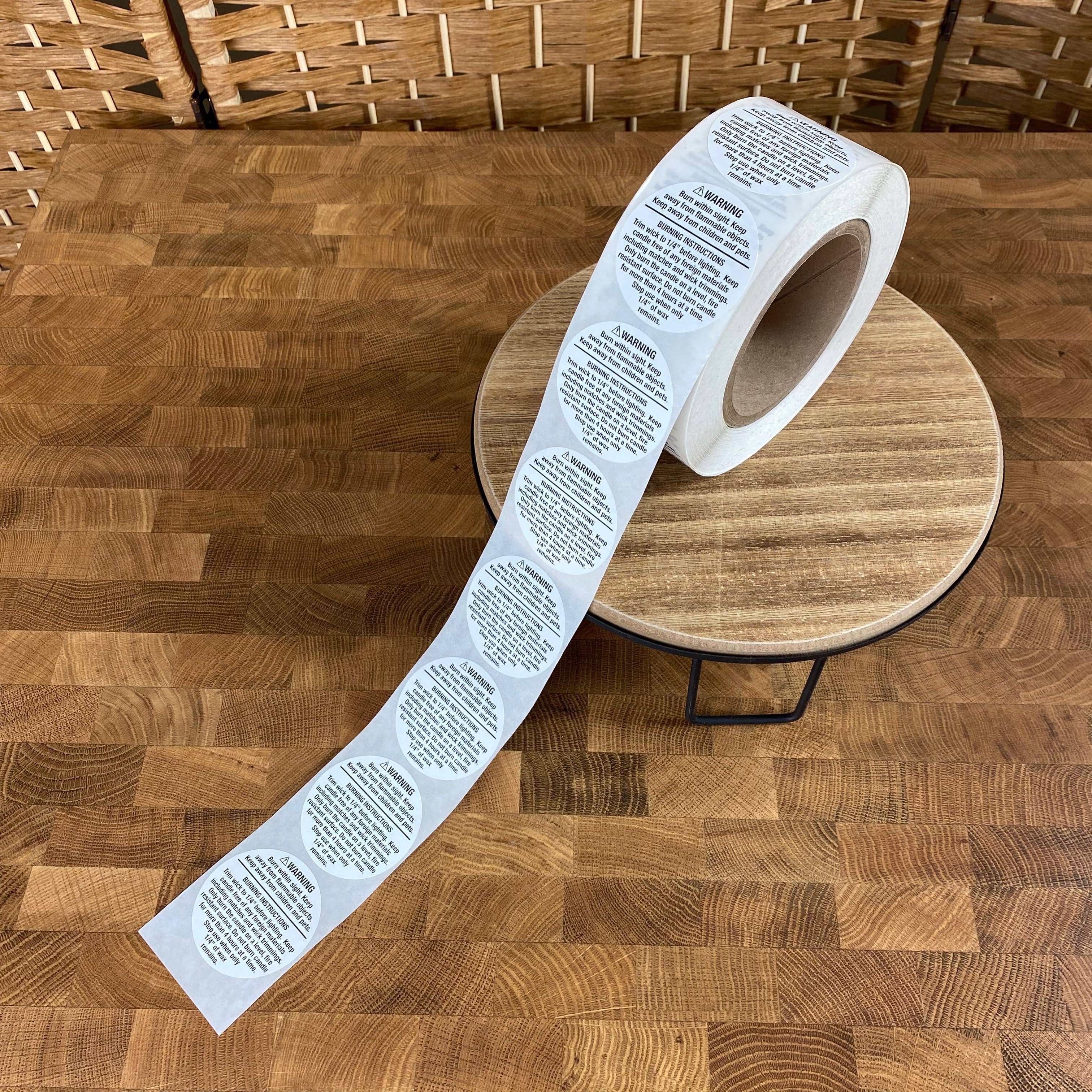 Sweet Little Candle Co - Vente Matériels de bricolage - Étiquette d'avertissement pour bougies, 2 po2