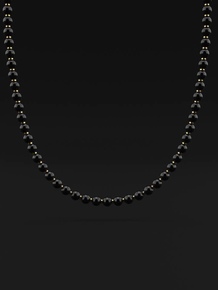 Onyx Necklace 8mm | Prayer for wholesale by Seekers Men's Jewelry