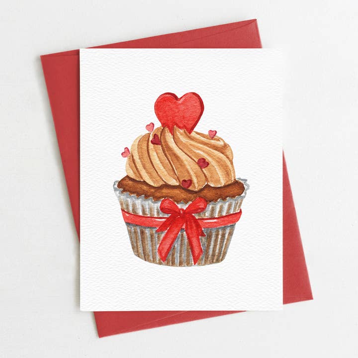 Valentine Cupcake, Happy Valentine's Day Card, Baked Treats for wholesale by Blue Thistle