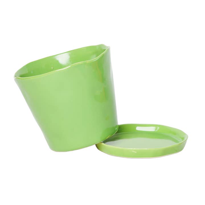 Chive - Wholesale Plant Pot - Tika Ceramic Pots With Saucer And Drainage Hole - 3"45