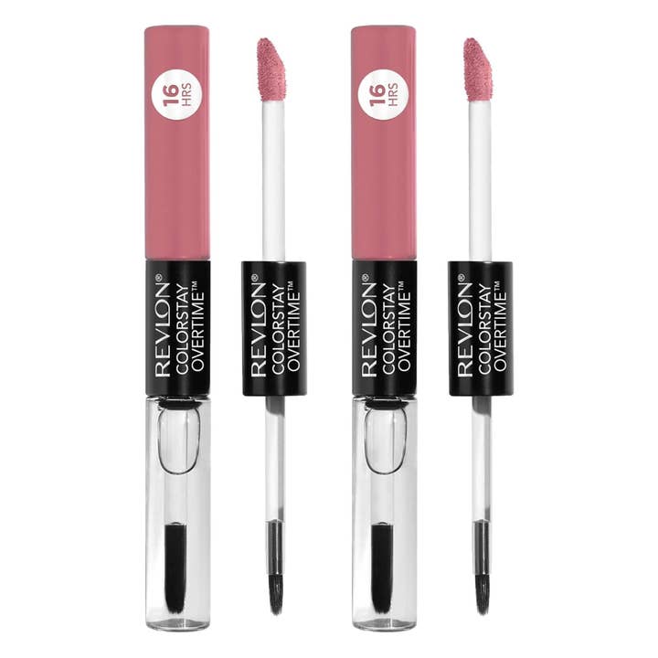 Revlon ColorStay Overtime Rouge à Lèvres, Rouge à Lèvres Liquide Longue Tenue à Double Embout avec Gloss Transparent, avec Vitamine E, 530 24/7 Rose, 0,07 fl oz, Lot de 2 pour la vente par Super Stock Wholesale