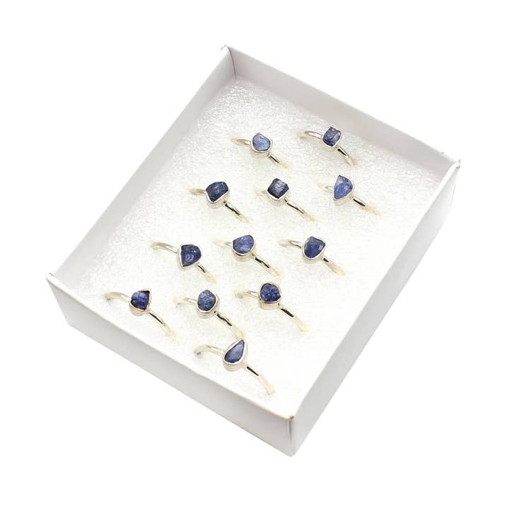 Silver Ring - Raw Blue Sapphire for wholesale by Earths Elements Wholesale