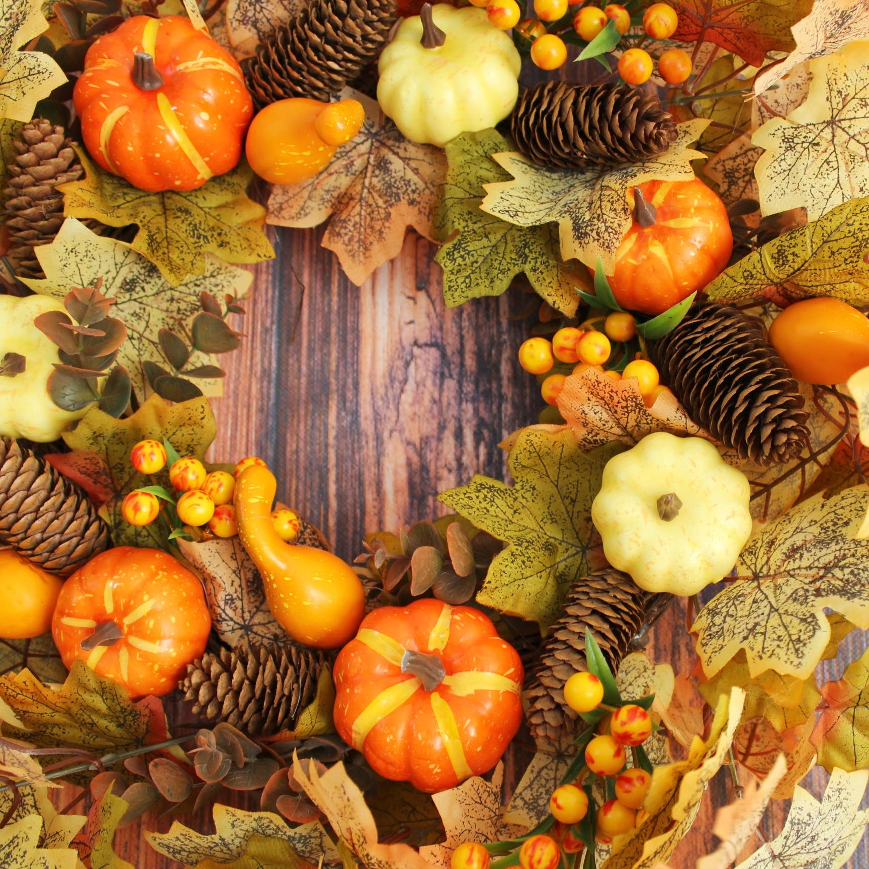 ACNITE(We cover U.S. import duties) - Vente Couronne - Couronne d’automne avec citrouilles décoratives pour la fête de Thanksgiving2