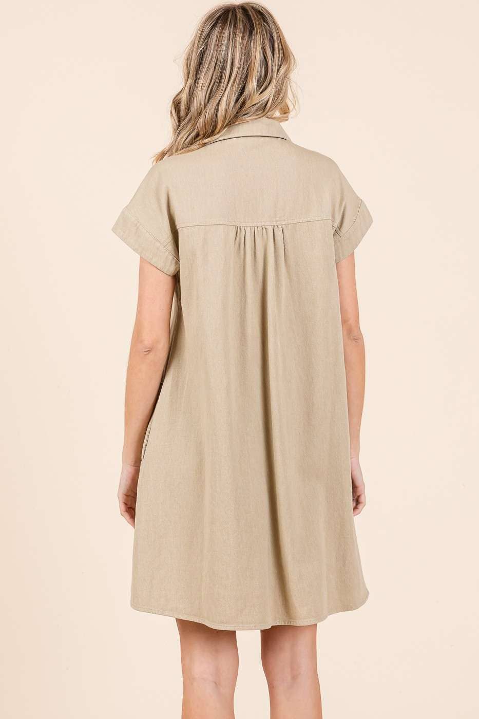 mittoshop – Engroshandel Kjole - Dame – TWILL KORTÆRMET MINIKJOLE MED KRAVE17