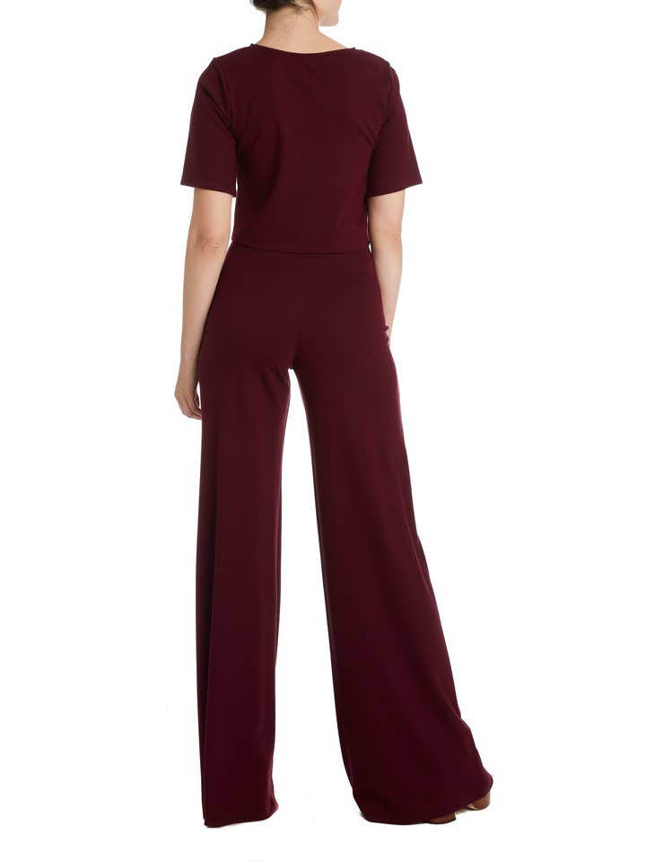 Ripley Rader - Wholesale Knit Top - Women's - Burgundy Ponte Knit Short Sleeve Tee2
