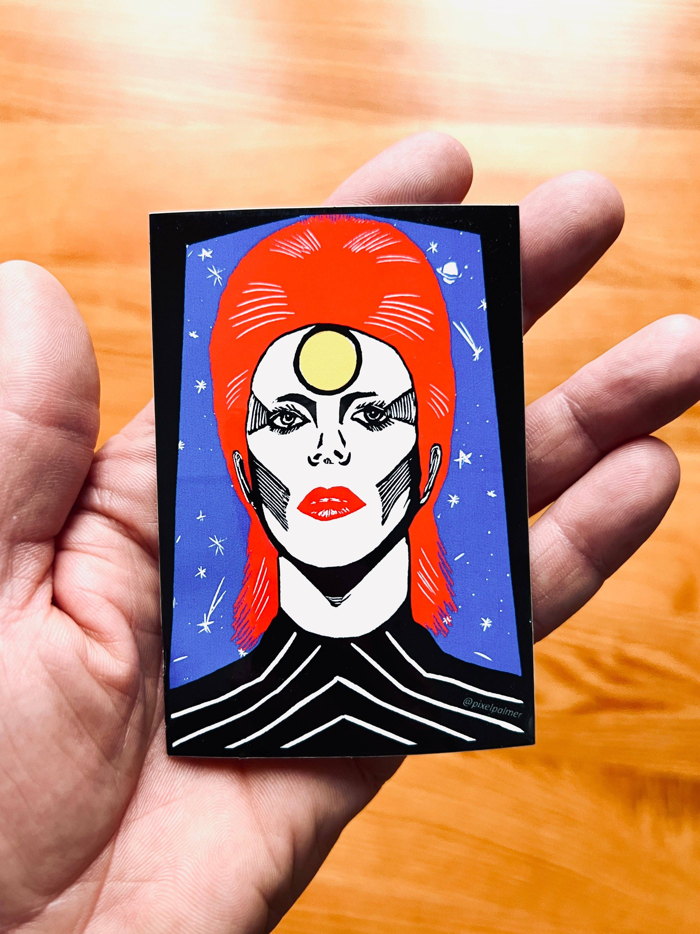 Pixel Palmer - Wholesale Sticker - STARMAN ~ David Bowie / Ziggy Stardust - glossy sticker 4" x 2.75"1