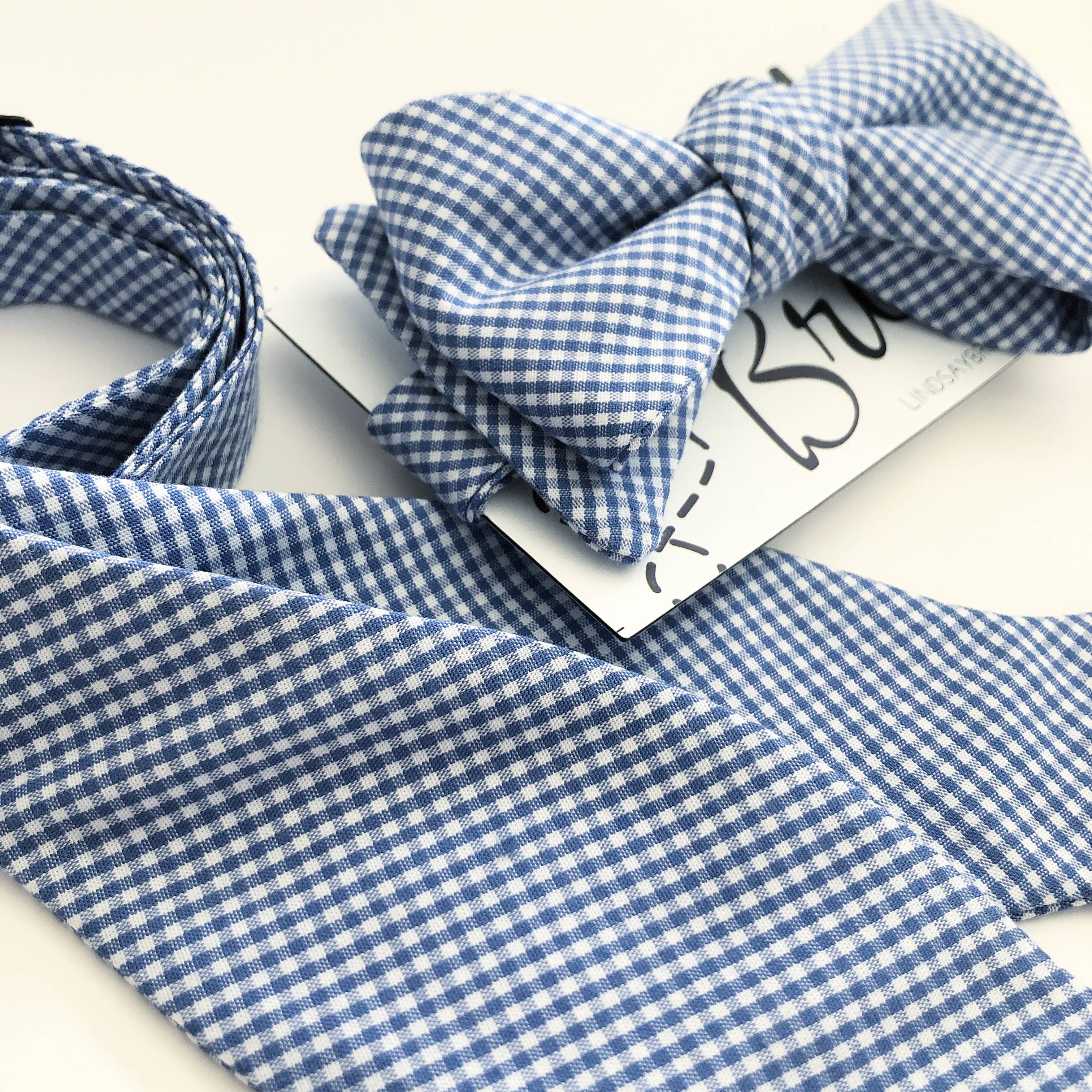 Lindsay Brook Designs - Wholesale Bow Tie - Men's - Blue Gingham Bow Tie5