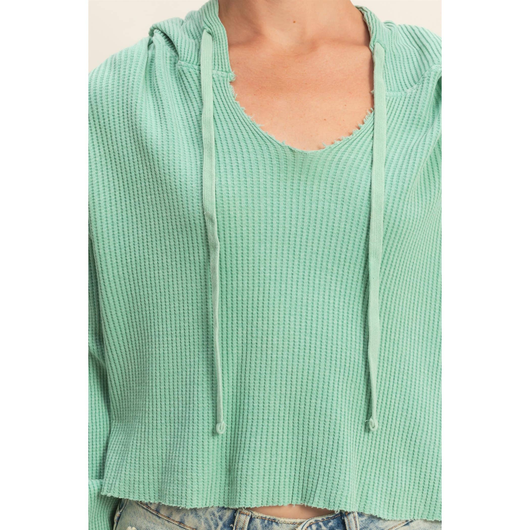 HYFVE – Hoodie – Mulher por atacado – Hoodie de Malha Waffle Cropped com Lavagem Mineral39