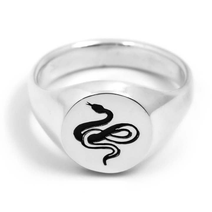 Anello con sigillo serpente in argento sterling per la vendita all'ingrosso da parte di Futaba Hayashi