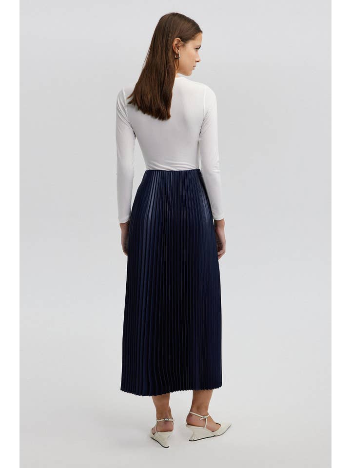 Navy Blue PLEATED SKIRT - MAXI LENGTH, HIGH WAIST for wholesale on Faire7