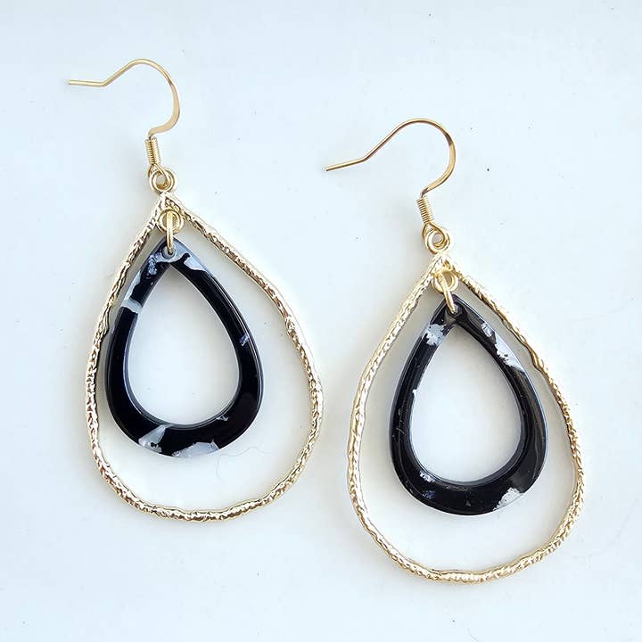 Spiffy & Splendid - Vente Boucles d'oreilles pendantes - Boucles d'oreilles Savannah - Noir Onyx // Bijoux, Automne0