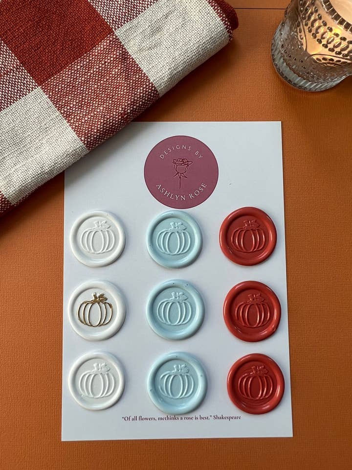 Pumpkin Wax Seal Stickers Handmade Fall Thanksgiving for wholesale by Designs by Ashlyn Rose