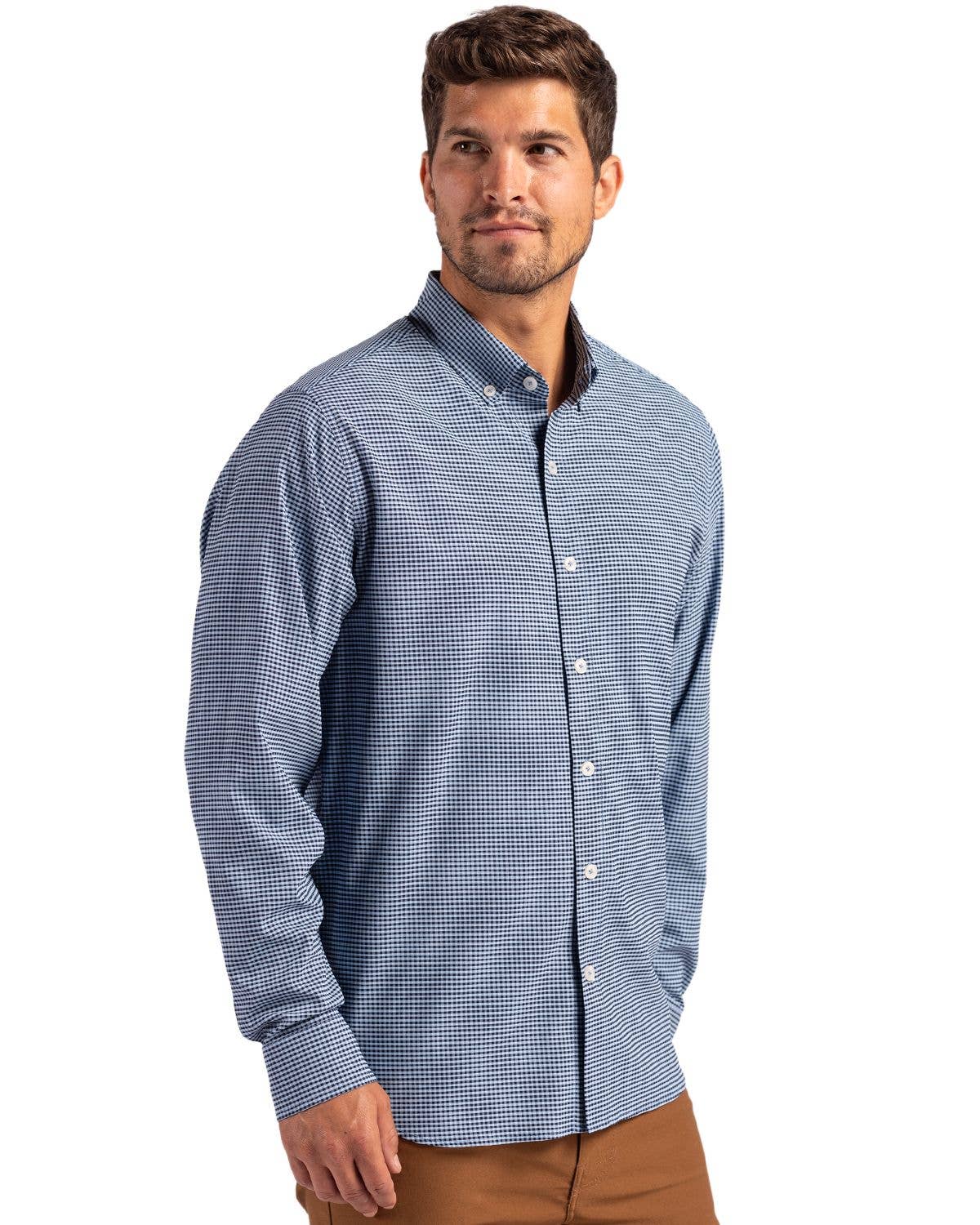 Cutter & Buck - Wholesale Button Down Shirt - Men's - Cutter & Buck Skyline Gingham Mens Big & Tall Dress Shirt19